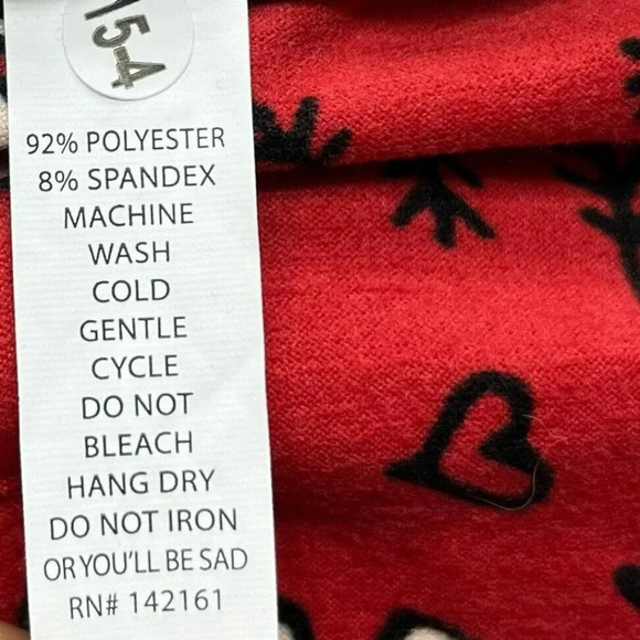 LulaRoe Leggings Women's Sz OS Red Hearts Print Mid Rise Wide Waistband Stretch - Picture 9 of 12